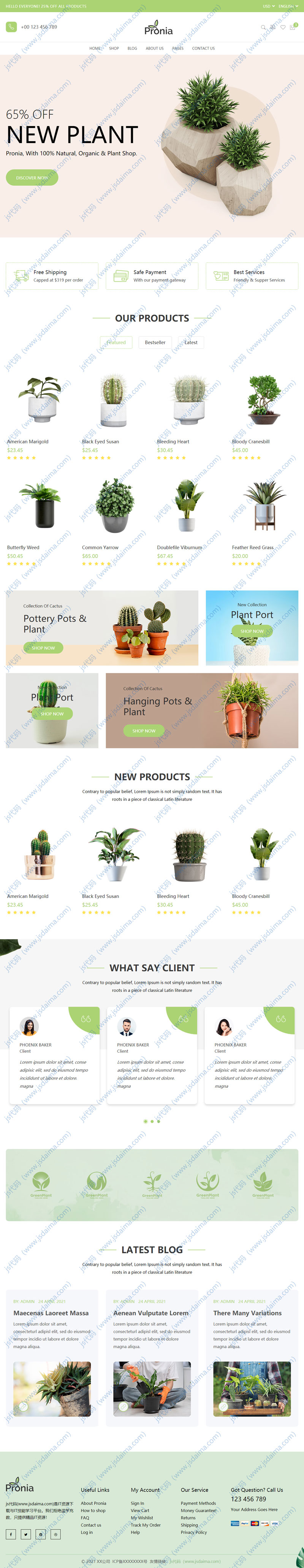 HTML5盆景花卉绿植网上商城模板